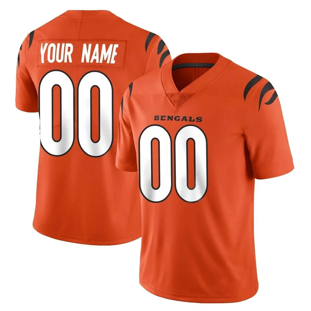 Custom C.Bengals Orange Vapor Untouchable Limited Home Game Any Name & Numbers CAdoa Stitched Jerseys
