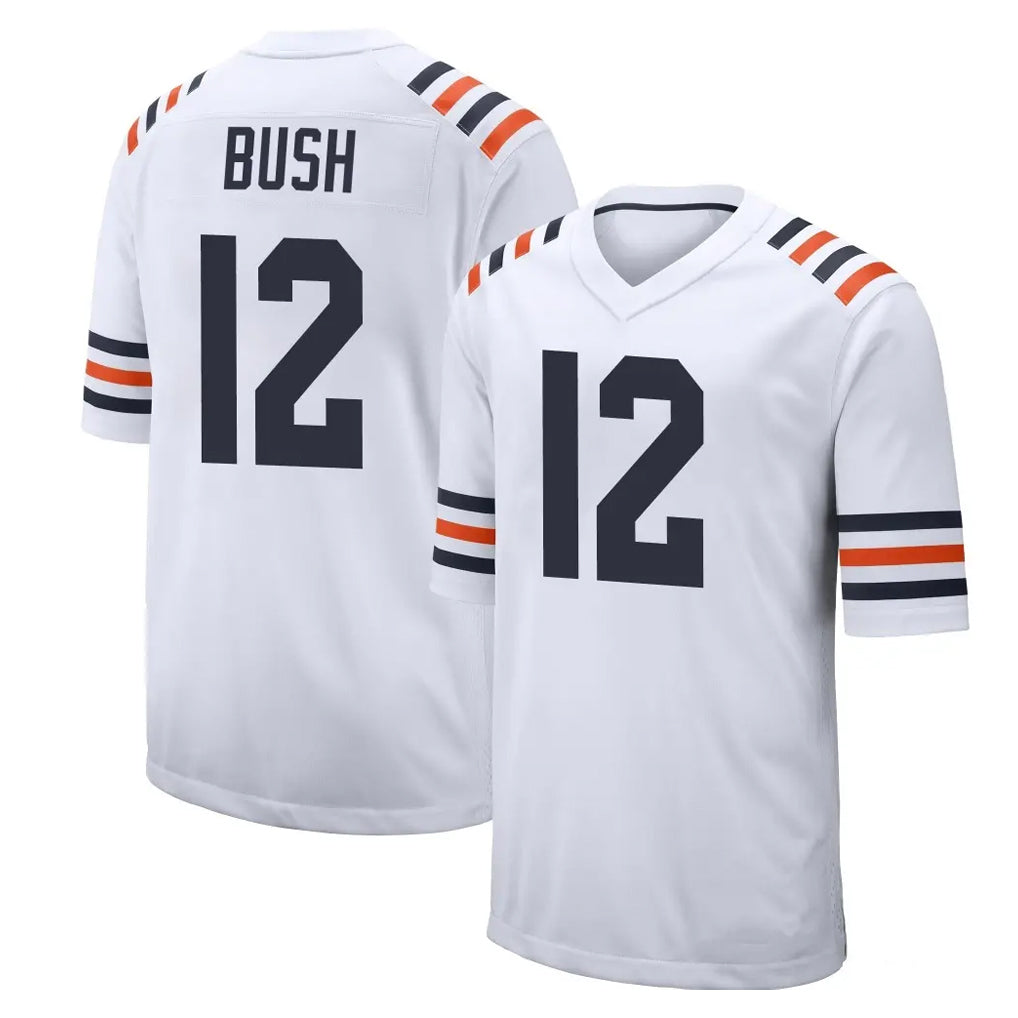 C.Bears #12 Devin Bush Player White Classic Home Game CAdoa Stitched Jerseys