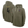 H.Texans #4 Woody Marks Player Olive Salute to Service Pullover Hoodies Limited CAdoa Stitched Jerseys