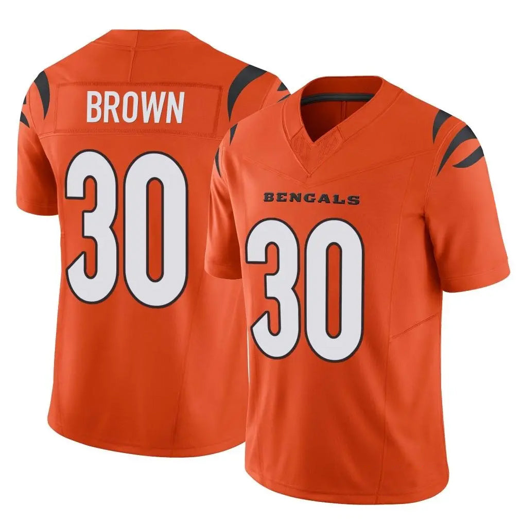C.Bengals #30 Chase Brown Player Orange Vapor F.U.S.E. Limited Home Game CAdoa Stitched Jerseys