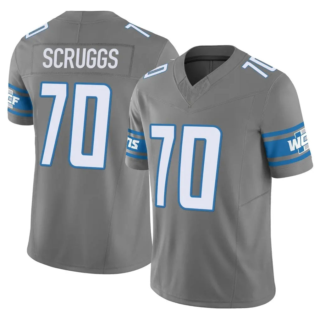 D.Lions #70 Juice Scruggs Player Gray Vapor F.U.S.E. Limited Home Game CAdoa Stitched Jerseys