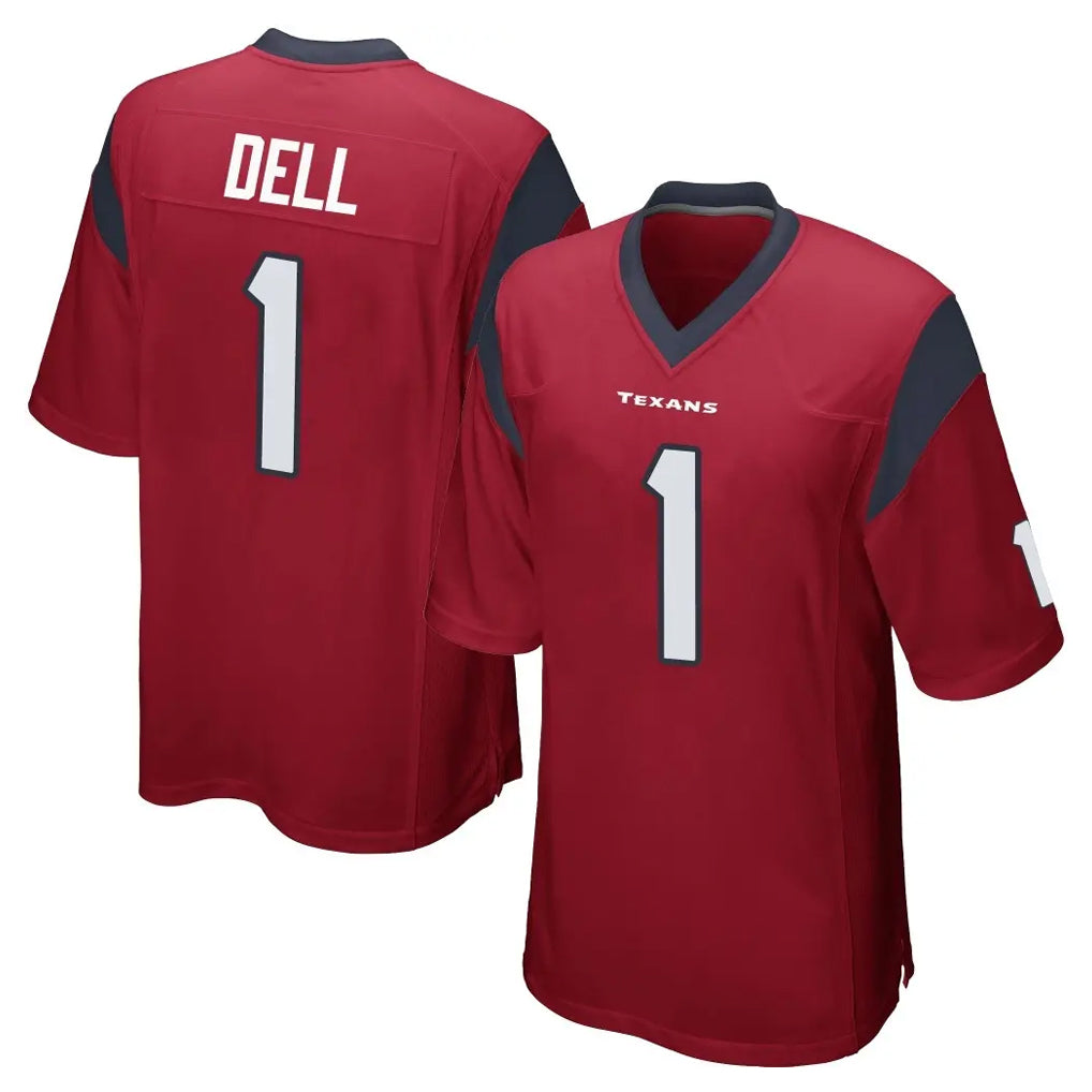 H.Texans #1 Tank Dell Player Red Home Game CAdoa Stitched Jerseys