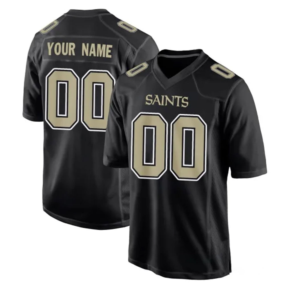Custom NO.Saints Black Carbon Fashion Home Game Any Name & Numbers CAdoa Stitched Jerseys