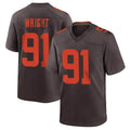 C.Browns #91 Alex Wright Player Brown Alternate Home Game CAdoa Stitched Jerseys