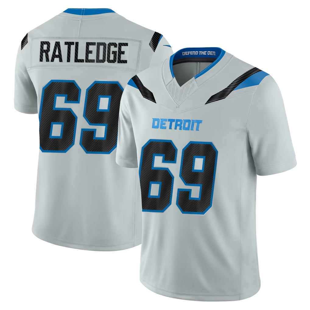 D.Lions #69 Tate Ratledge Player Silver Limited 2026 Rivalries Collection Home Game CAdoa Stitched Jerseys