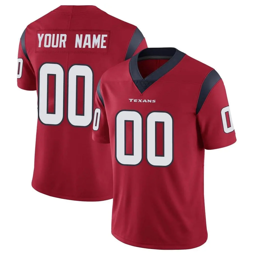 Custom H.Texans Red Limited Vapor Untouchable Home Game Any Name & Numbers CAdoa Stitched Jerseys