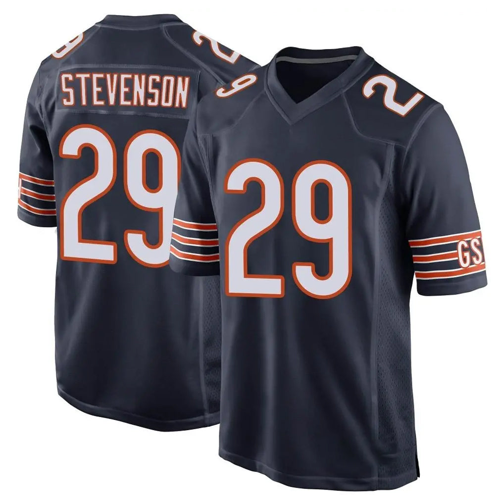 C.Bears #29 Tyrique Stevenson Player Navy Home Game CAdoa Stitched Jerseys