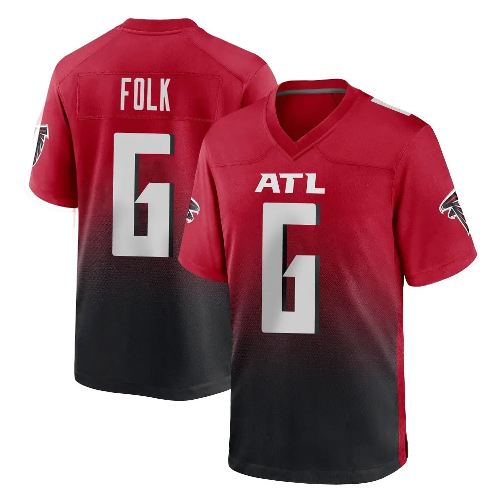 A.Falcons #6 Nick Folk Player Red Home Game CAdoa Stitched Jerseys