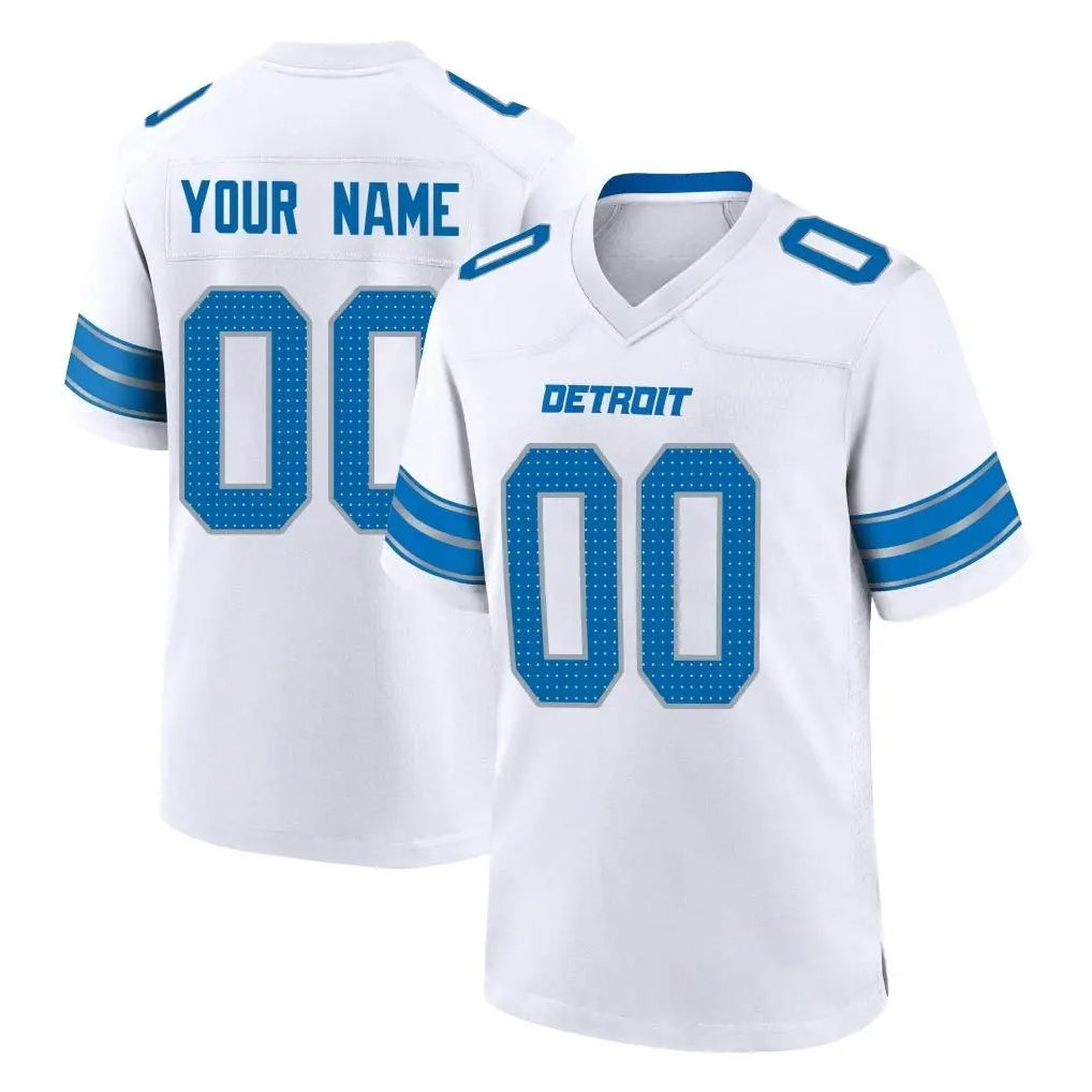 Custom D.Lions White Alternate Home Game Any Name & Numbers CAdoa Stitched Jerseys