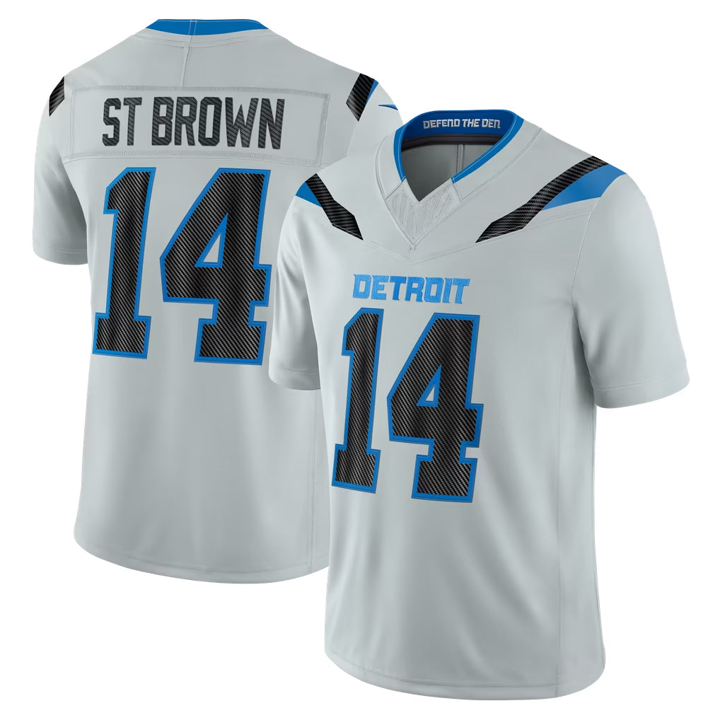 D.Lions #14 Amon-Ra St. Brown Player Silver Limited 2026 Rivalries Collection Home Game CAdoa Stitched Jerseys