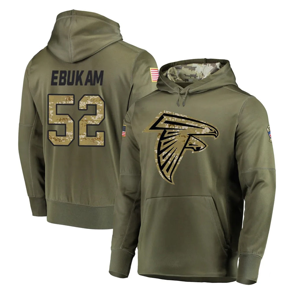 A.Falcons #52 Samson Ebukam Player Olive Salute to Service Hoodies CAdoa Stitched Jerseys