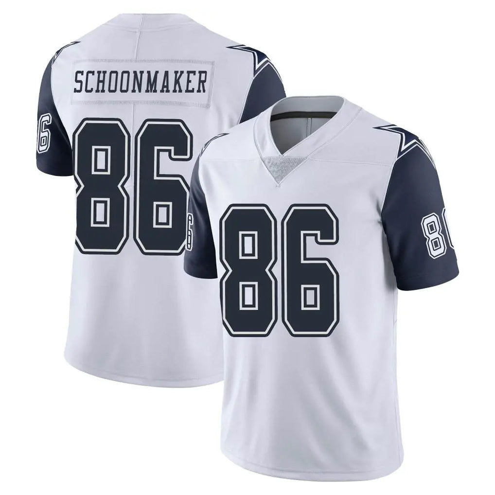 D.Cowboys #86 Luke Schoonmaker Player White-Navy Limited Color Rush Vapor Untouchable Home Game CAdoa Stitched Jerseys