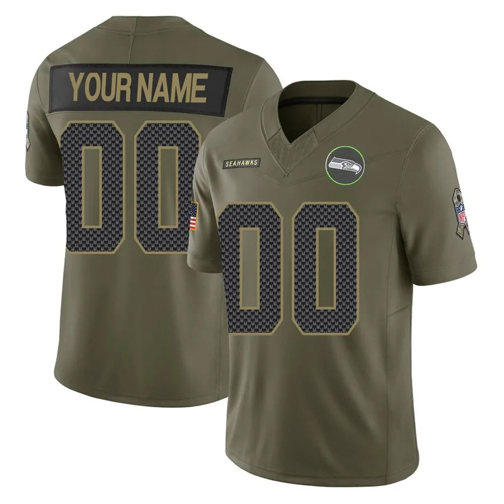 Custom S.Seahawks Olive 2025 Salute To Service Limited Home Game Any Name & Numbers CAdoa Stitched Jerseys