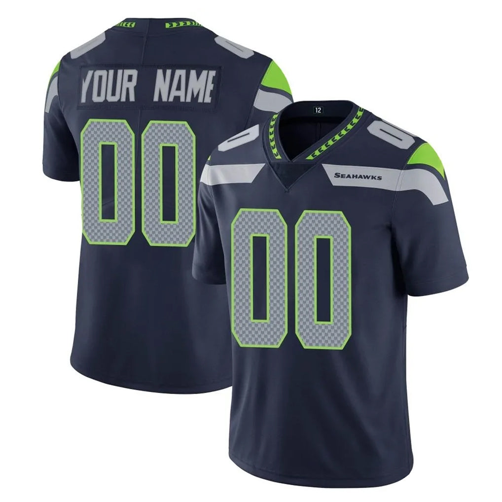 Custom S.Seahawks Navy Limited Vapor Untouchable Home Game Any Name & Numbers CAdoa Stitched Jerseys