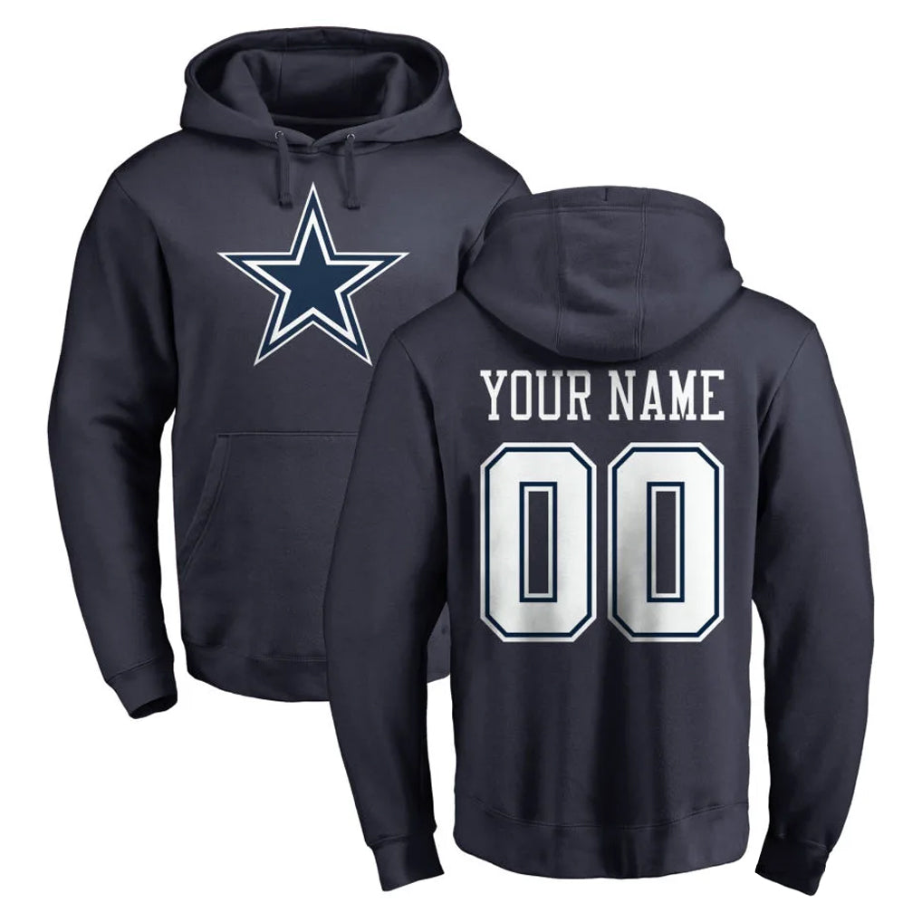 Custom D.Cowboys Navy Pullover Hoodies Limited Any Name & Numbers CAdoa Stitched Jerseys
