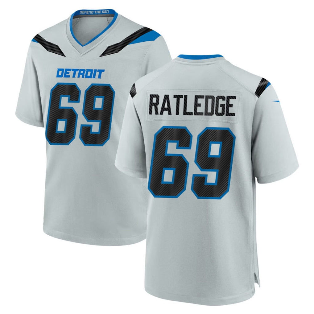 D.Lions #69 Tate Ratledge Player Silver 2026 Rivalries Collection Home Game CAdoa Stitched Jerseys