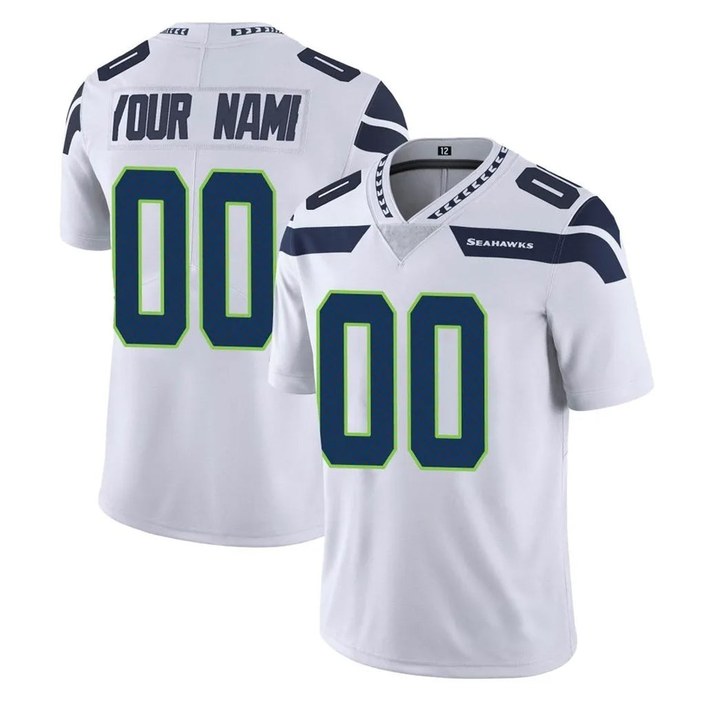 Custom S.Seahawks White Limited Vapor Untouchable Home Game Any Name & Numbers CAdoa Stitched Jerseys