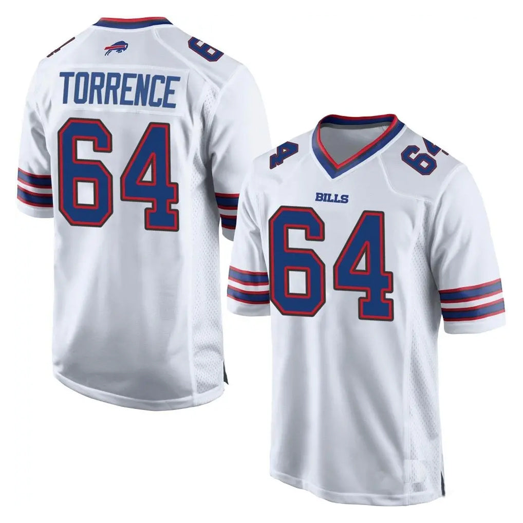 B.Bills #64 O'Cyrus Torrence Player White Home Game CAdoa Stitched Jerseys