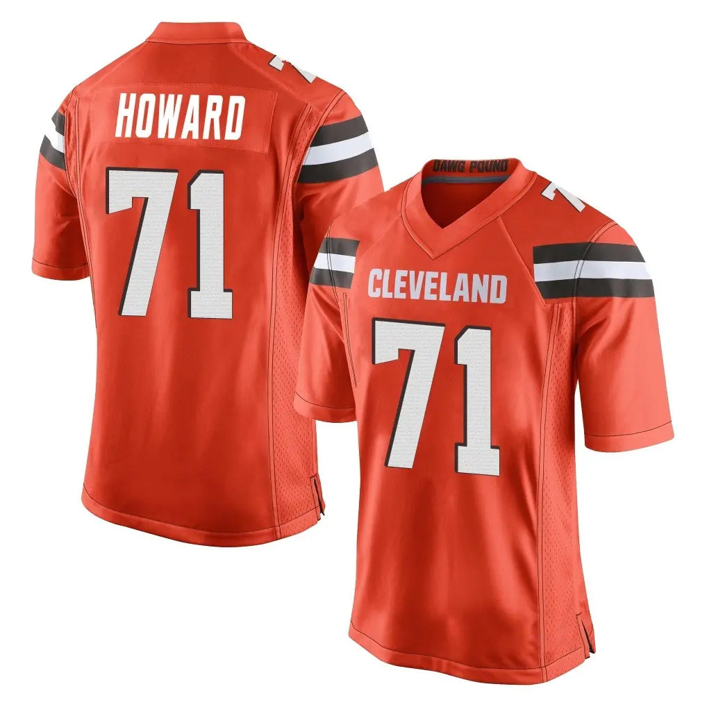 C.Browns #71 Tytus Howard Player Orange Home Game CAdoa Stitched Jerseys