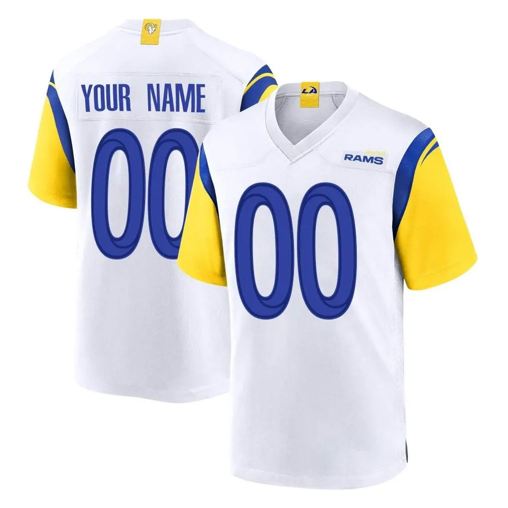 Custom LA.Rams White Home Game Any Name & Numbers CAdoa Stitched Jerseys
