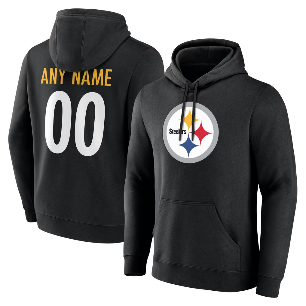 Custom P.Steelers Blck LOGO Pullover Hoodies Limited Any Name & Numbers CAdoa Stitched Jerseys