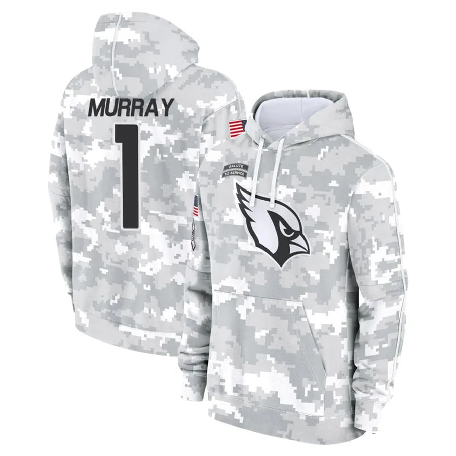 A.Cardinals #1 Kyler Murray Player Camo Salute to Service Hoodies beagls Stitched Jerseys