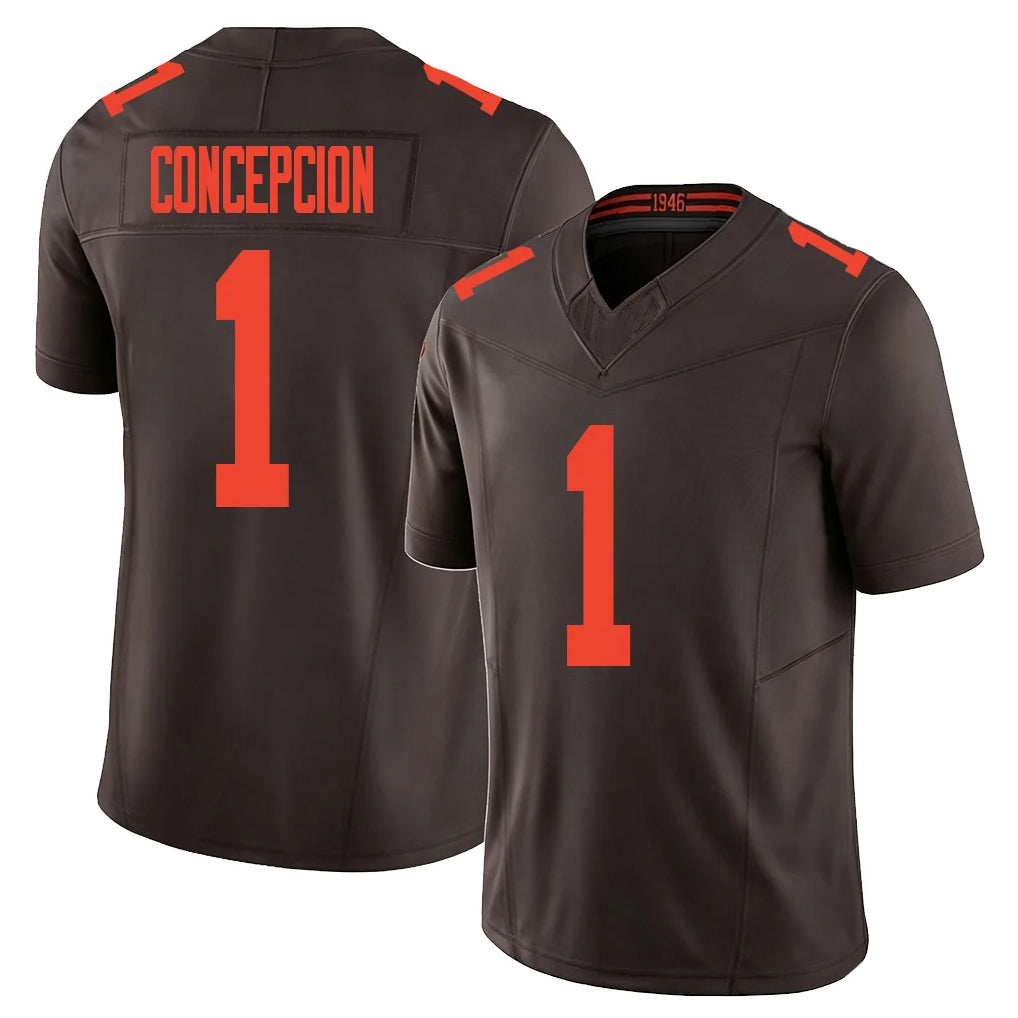 C.Browns #1 KC Concepcion Player Brown Limited Vapor F.U.S.E. Alternate Game CAdoa Stitched Jerseys