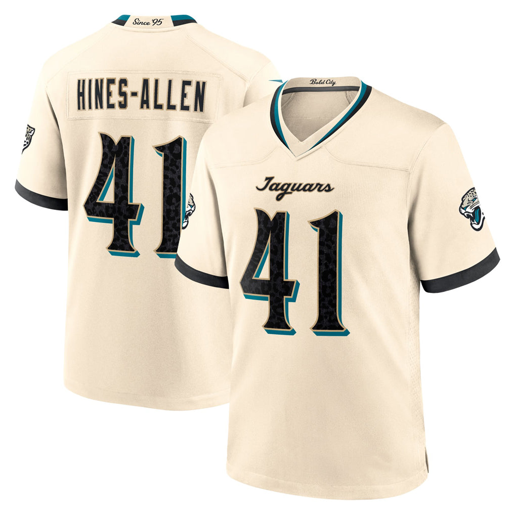 J.Jaguars #41 Josh Hines-Allen Player Natural 2026 Rivalries Collection Game CAdoa Stitched Jerseys