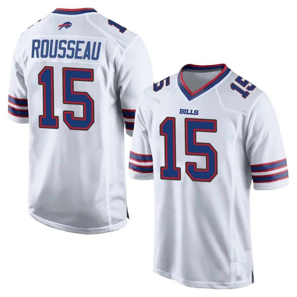 B.Bills #15 Greg Rousseau Player White Home Game CAdoa Stitched Jerseys