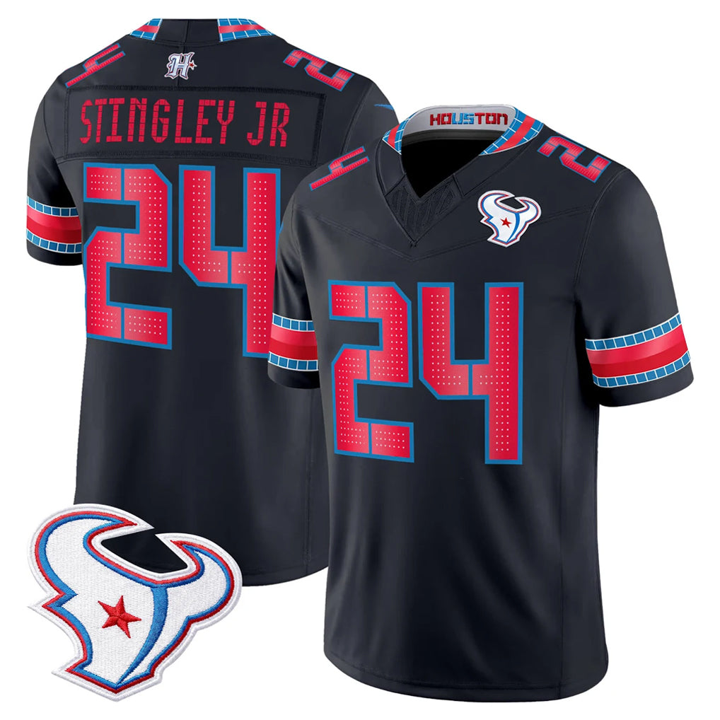 H.Texans #24 Derek Stingley Jr. Player Navy 2026 Rivalries Vapor Limited Home Game CAdoa Stitched jerseys