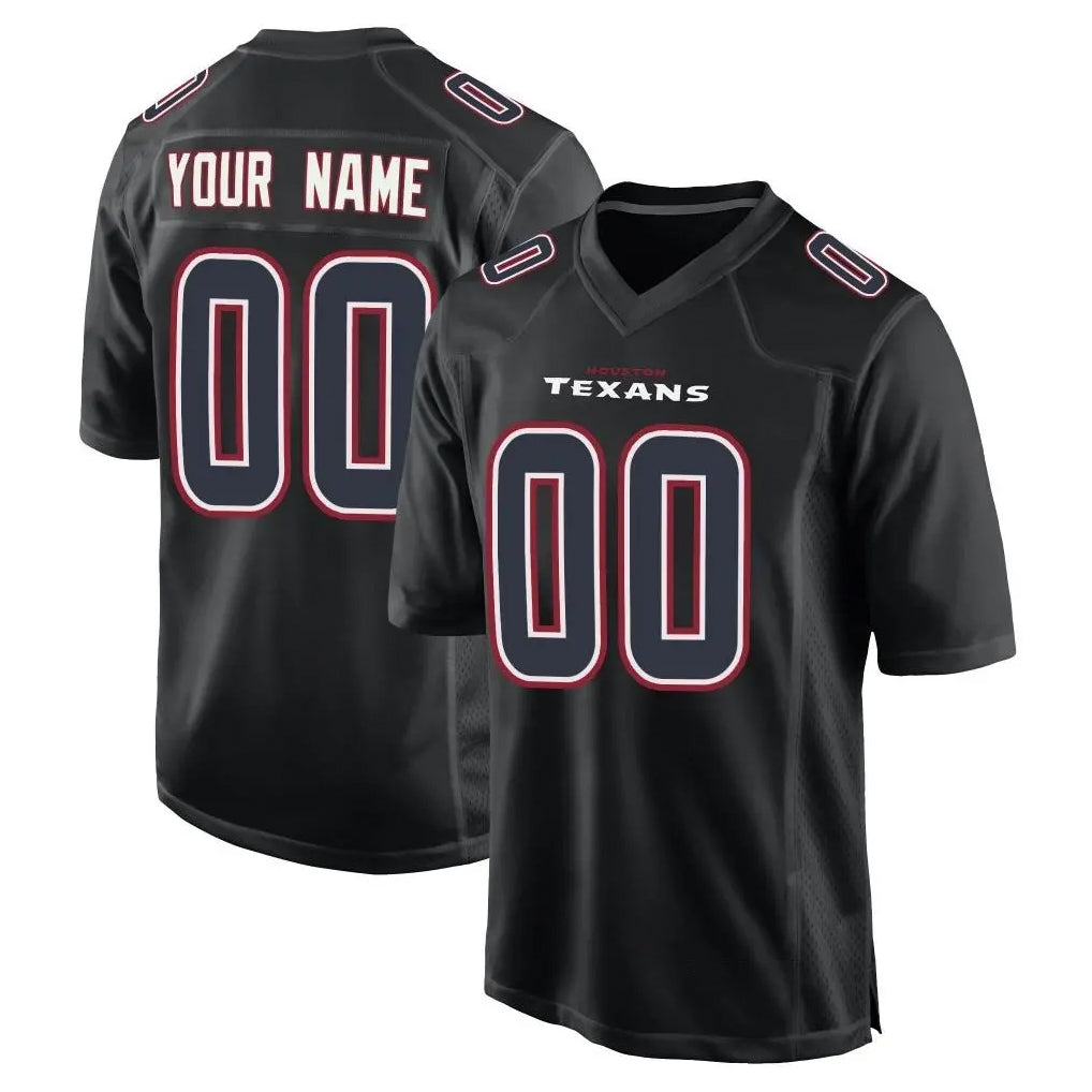Custom H.Texans Black Fashion Home Game Any Name & Numbers CAdoa Stitched Jerseys