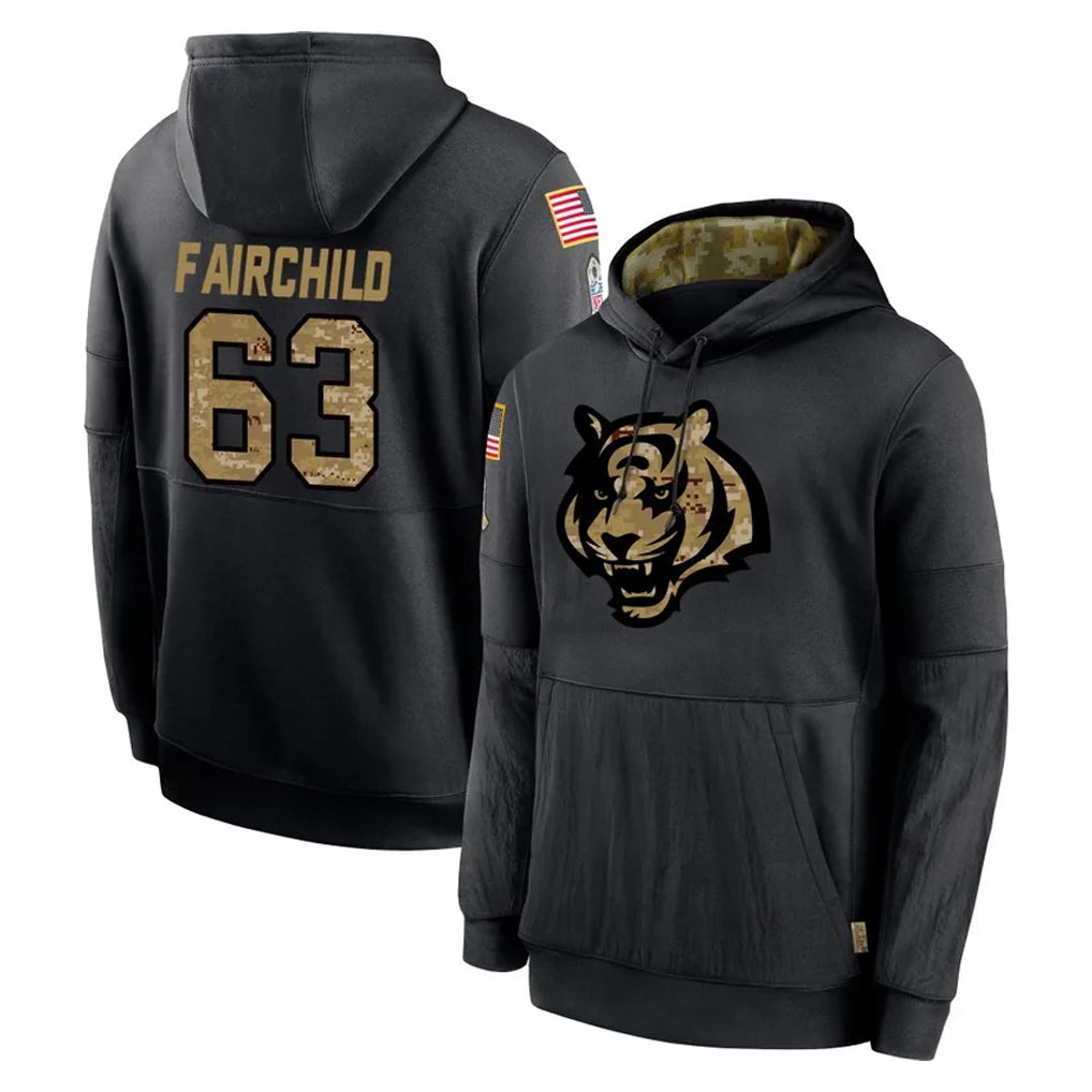 C.Bengals #63 Dylan Fairchild Player Black Salute to Service Pullover Hoodies Limited CAdoa Stitched Jerseys