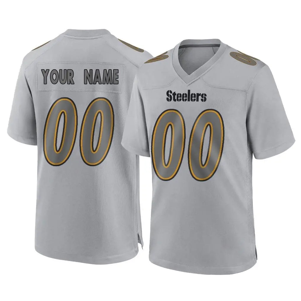 Custom P.Steelers Gray Atmosphere Fashion Home Game Any Name & Numbers CAdoa Stitched Jerseys