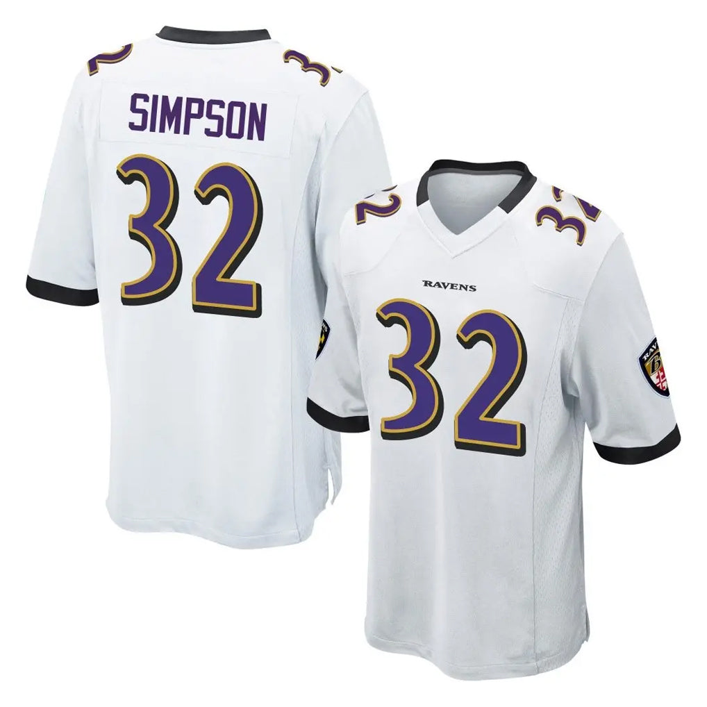 B.Ravens #32 Trenton Simpson Player White Home Game CAdoa Stitched Jerseys