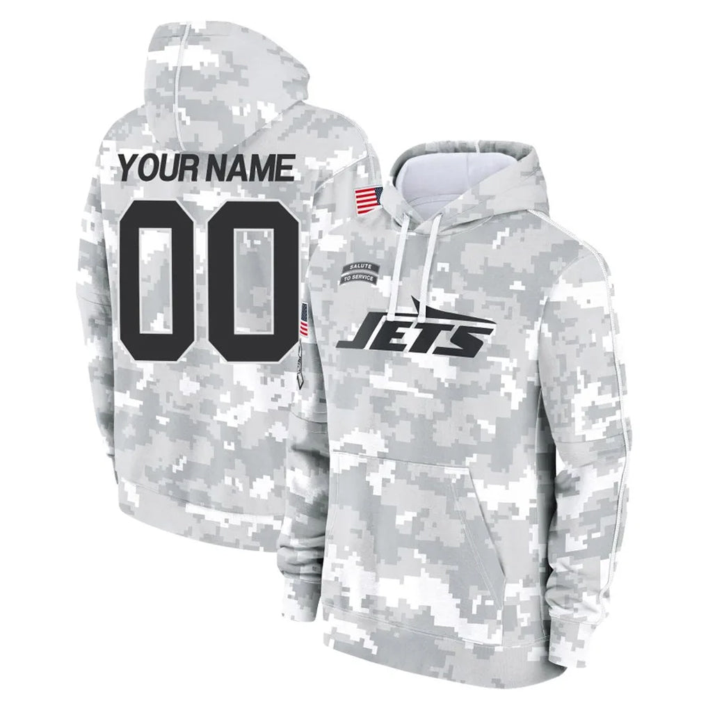 Custom NY.Jets Arctic Camo Salute to Service Pullover Hoodies Limited Game Any Name & Numbers CAdoa Stitched Jerseys
