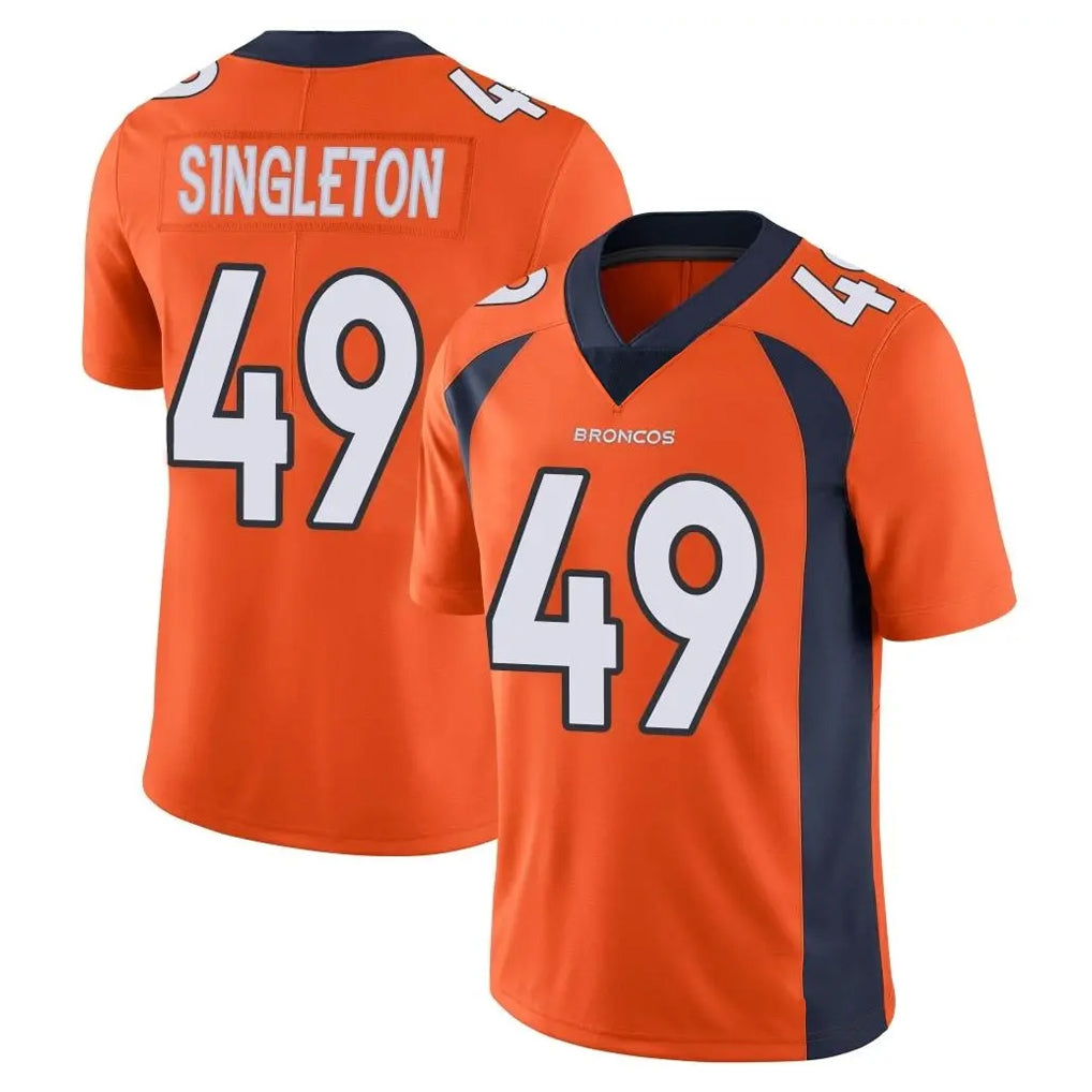D.Broncos #49 Alex Singleton Player Orange Color Vapor Untouchable Limited Game CAdoa Stitched Jerseys