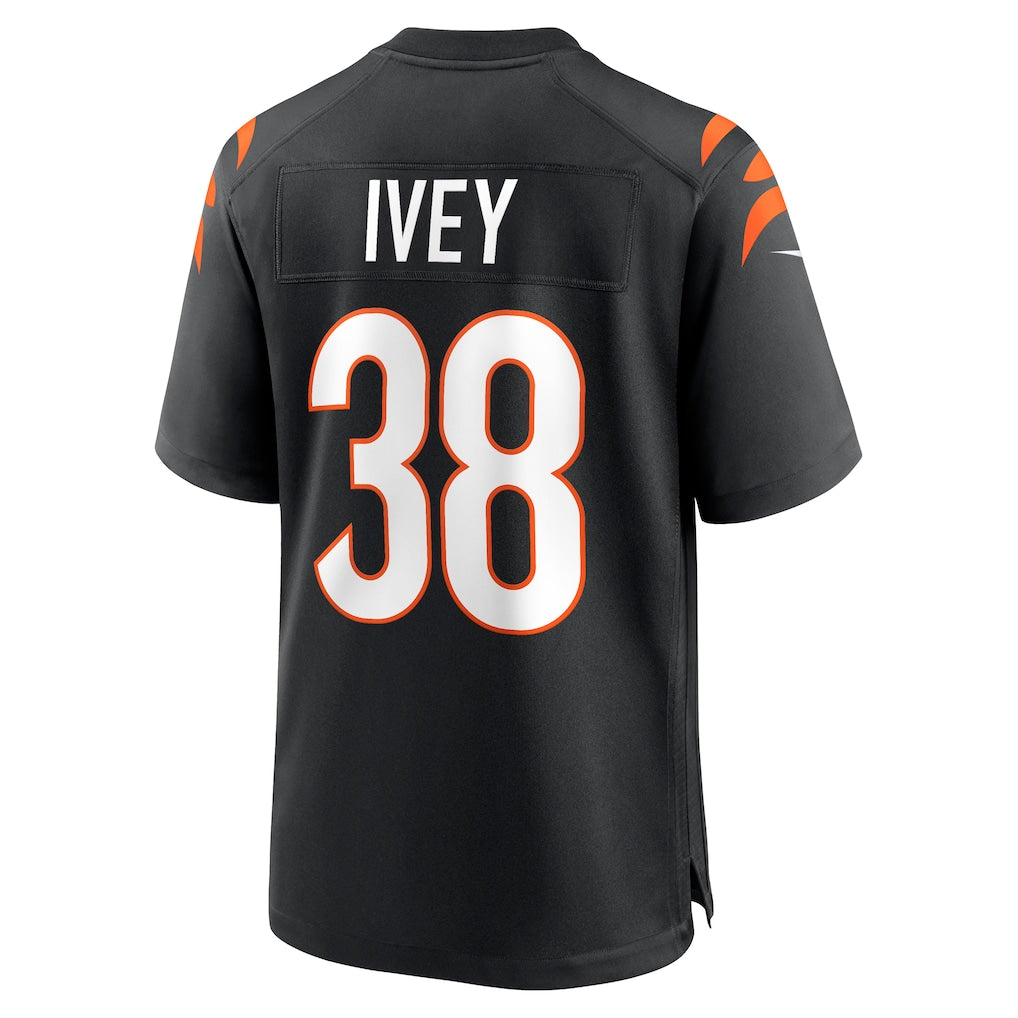 CAdoa C.Bengals #38 DJ Ivey Black Team Game Jersey