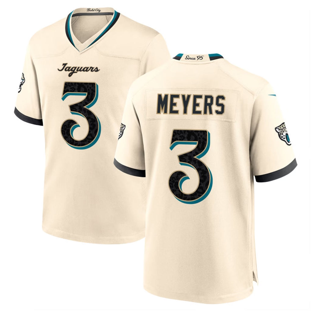 J.Jaguars #3 Jakobi Meyers Player Natural 2026 Rivalries Collection Game CAdoa Stitched Jerseys