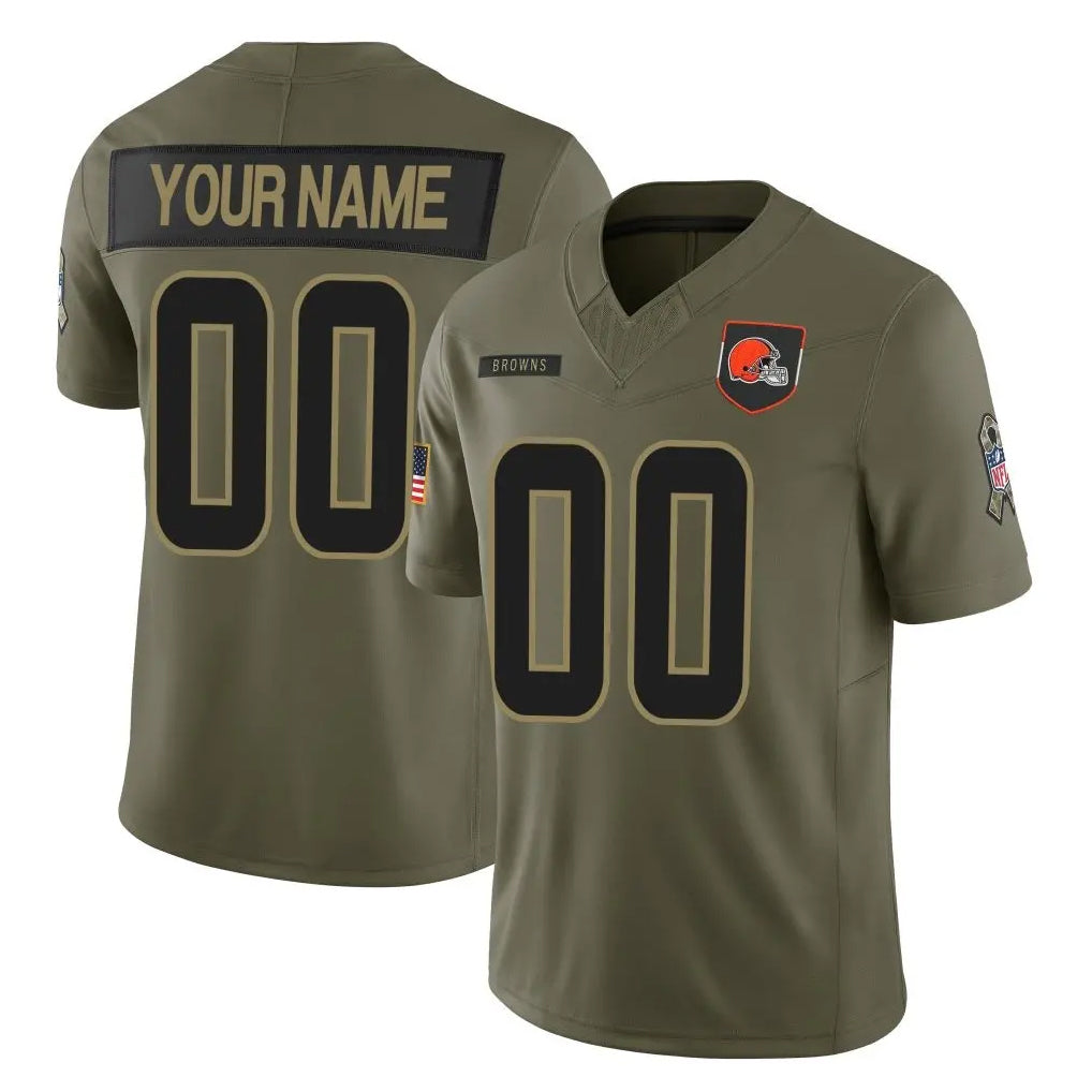 Custom C.Browns Olive 2025 Salute to Service Limited Home Game Any Name & Numbers CAdoa Stitched Jerseys