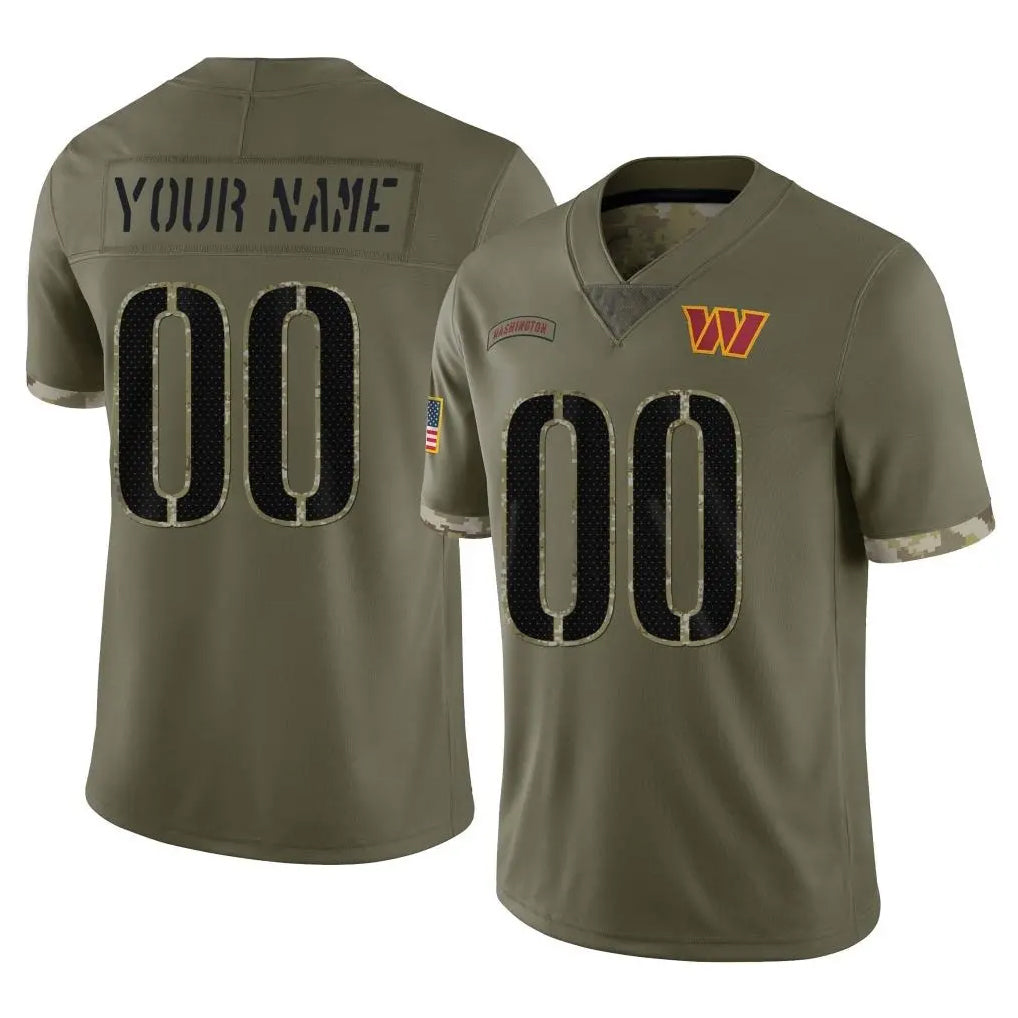 Custom W.Commanders Olive Salute To Service Limited Home Game Any Name & Numbers CAdoa Stitched Jerseys