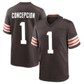 C.Browns #1 KC Concepcion Player Brown Home Game CAdoa Stitched Jerseys