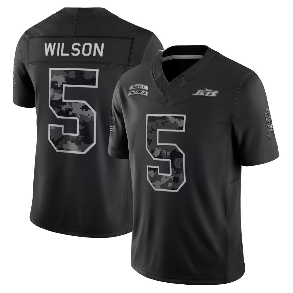 CAdoa NY.Jets #5 Garrett Wilson Player Black Limited 2026 Salute to Service Home Game Stitched Jerseys