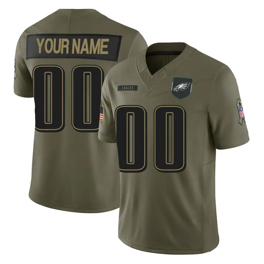 Custom P.Eagles Olive 2025 Salute To Service Limited Any Name & Numbers CAdoa Stitched Jerseys
