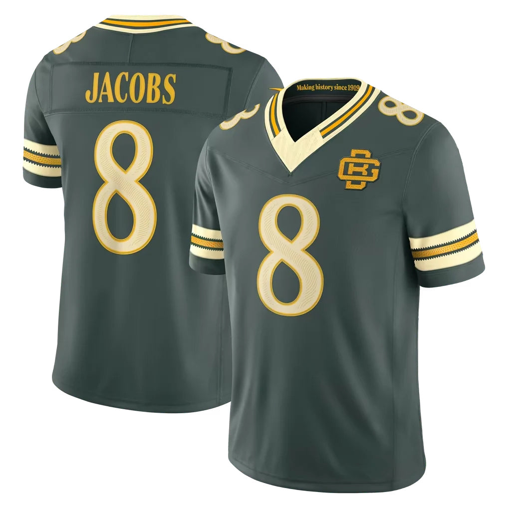 GB.Packers #8 Josh Jacobs Player Green Limited 2026 Rivalries Collection Home Game CAdoa Stitched Jerseys
