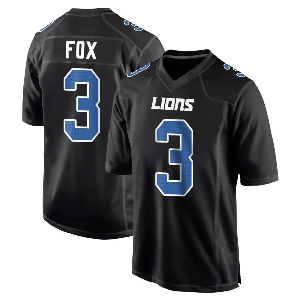D.Lions #3 Jack Fox Player Black Fashion Home Game CAdoa Stitched Jerseys
