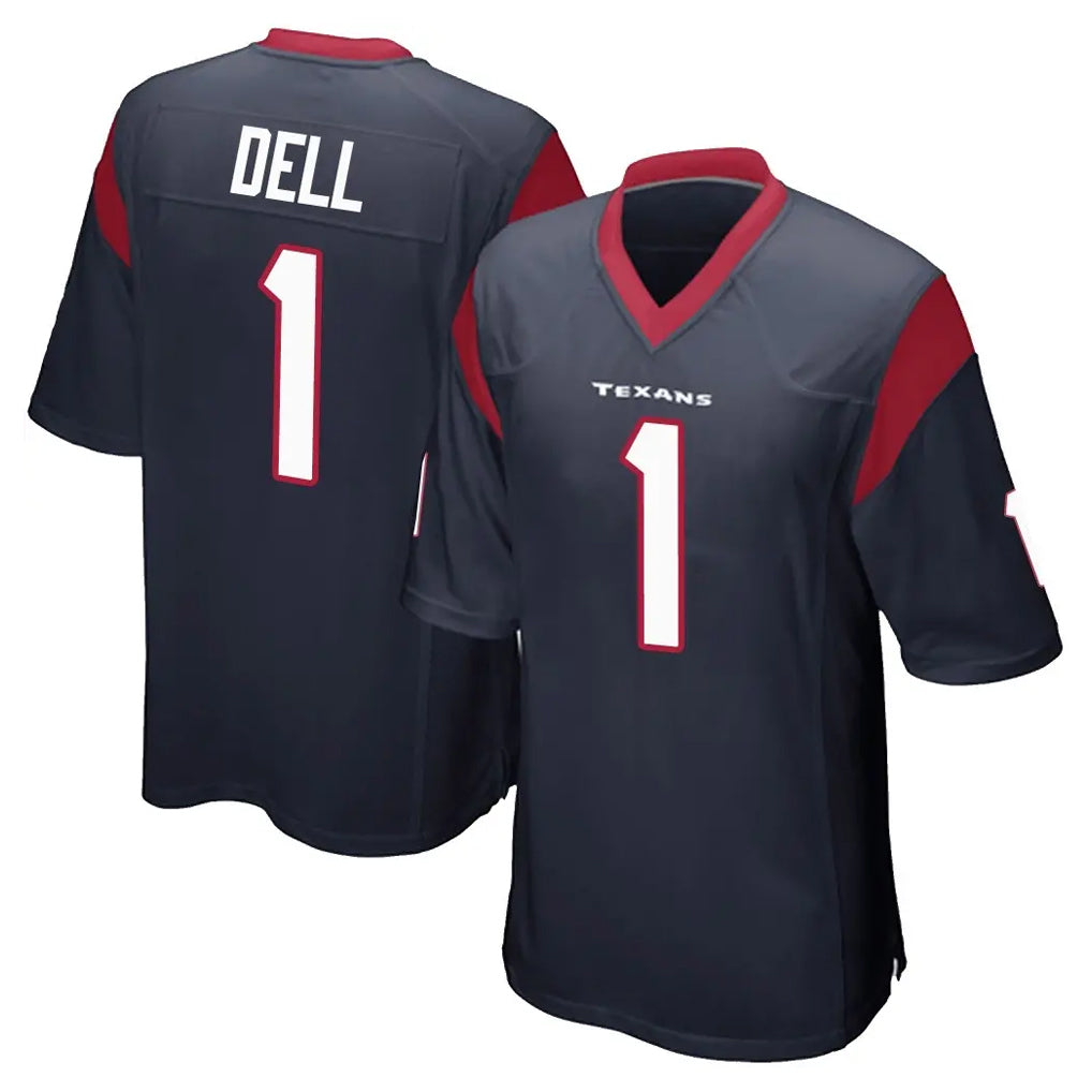 H.Texans #1 Tank Dell Player Navy Home Game CAdoa Stitched Jerseys