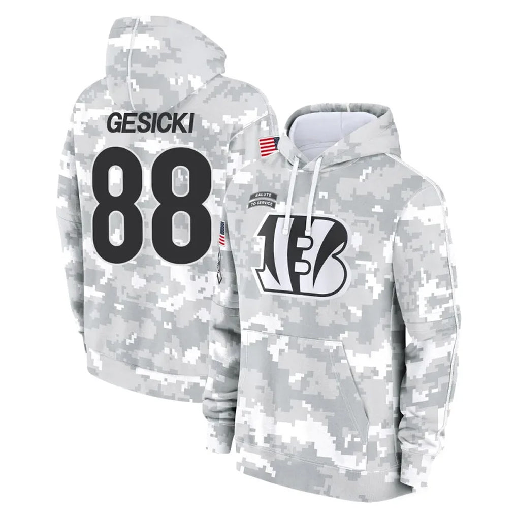 C.Bengals #88 Mike Gesicki Player Arctic Camo Salute to Service Pullover Hoodie Limited CAdoa Stitched Jerseys