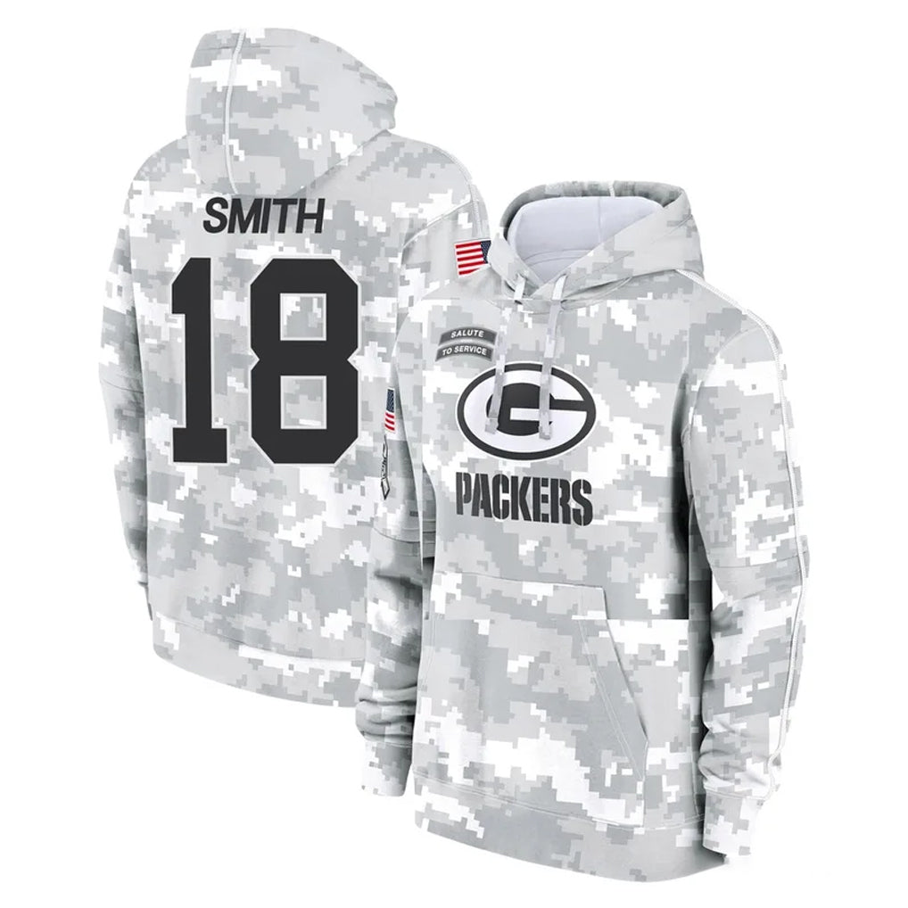 GB.Packers #18 Jonnu Smith Player Arctic Camo Salute to Service Hoodies Limited Game CAdoa Stitched Jerseys