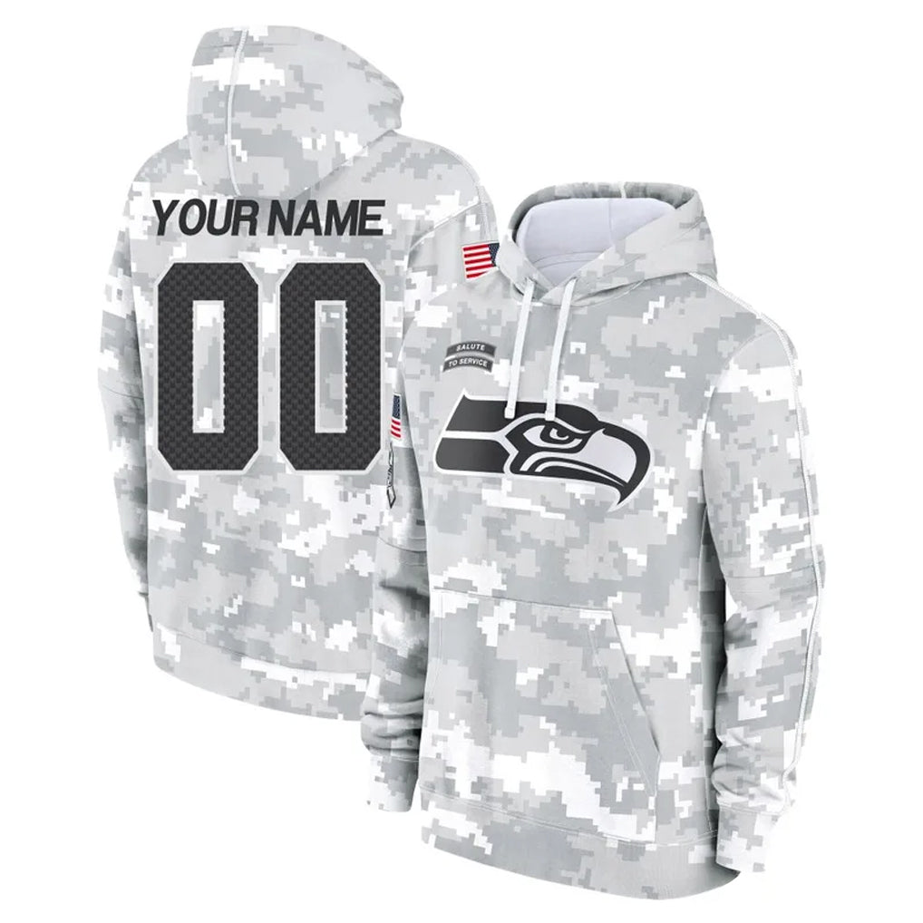 Custom S.Seahawks Arctic Camo Limited Salute to Service Pullover Hoodies Game Any Name & Numbers CAdoa Stitched Jerseys