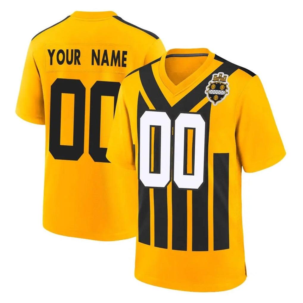Custom P.Steelers Gold Limited 1933 Throwback Home Game Any Name & Numbers CAdoa Stitched Jerseys